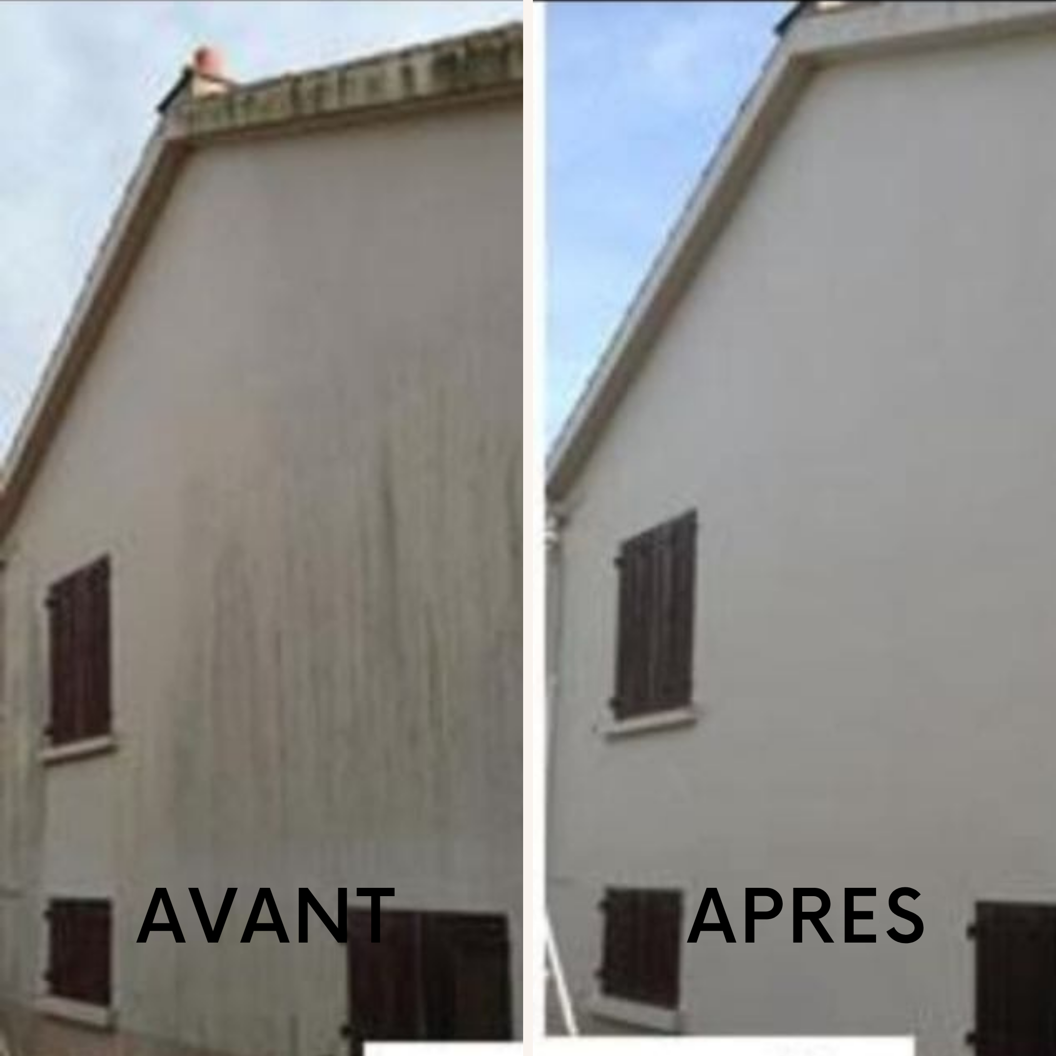 Nettoyage façade crépi beige avant après