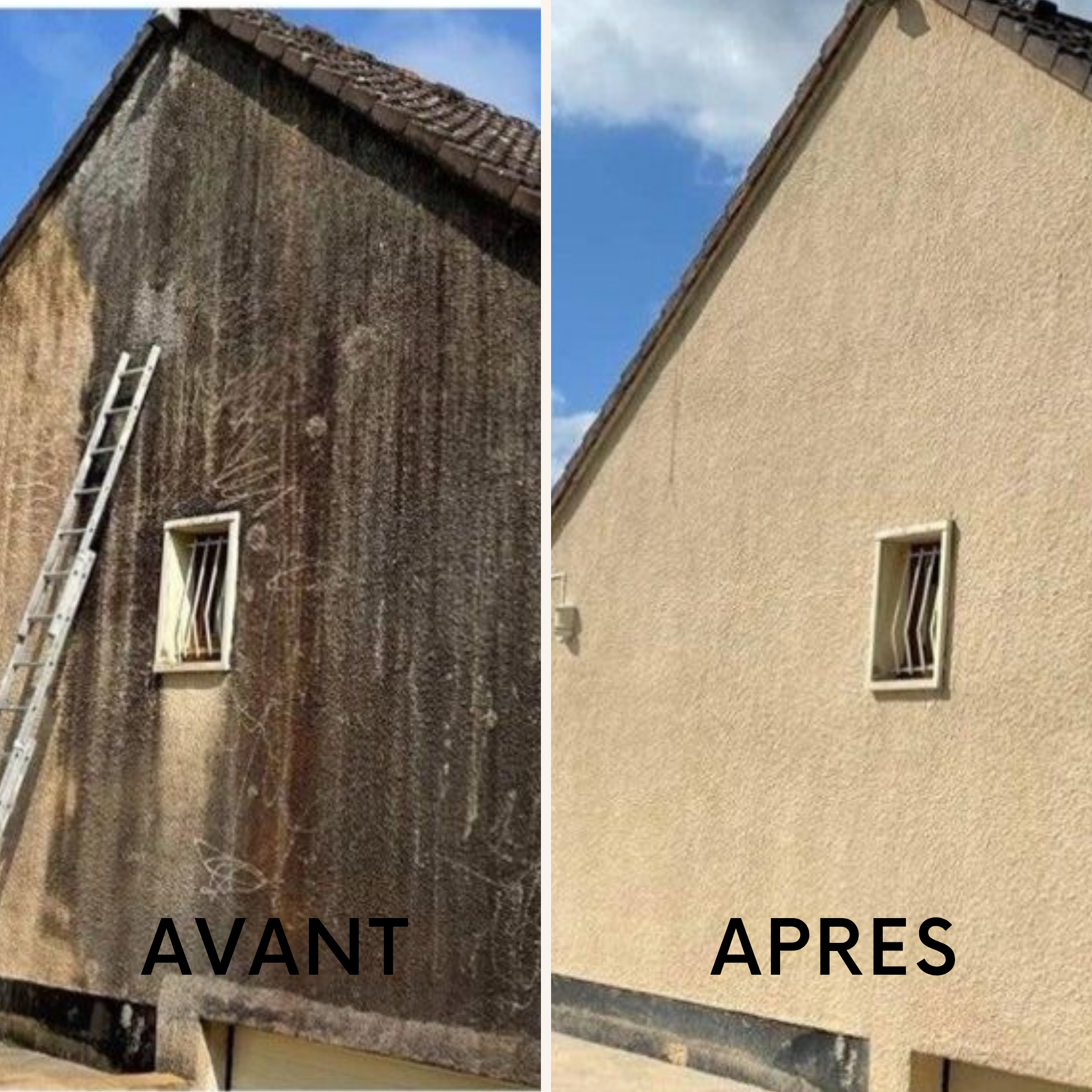 Nettoyage façade crépi avant après